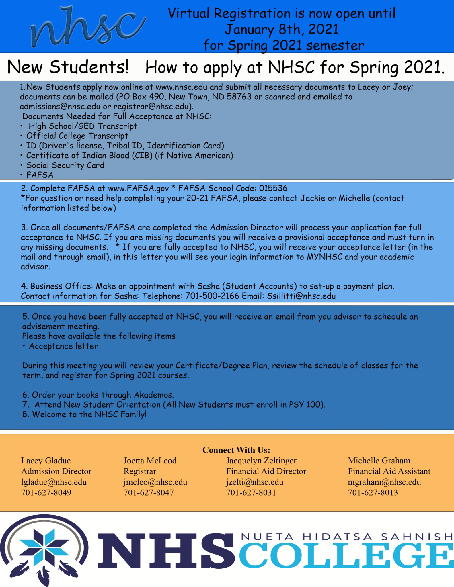 Spring Registration now open through Jan 8 NHS College